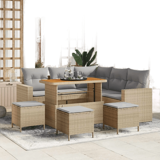 Vidaxl Hagesofa Set 9 pcs Beige