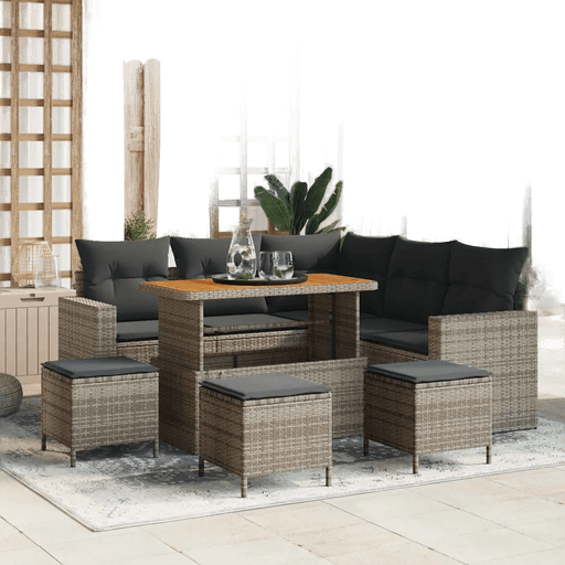 Vidaxl Hagesofa Set 9 pcs Grå
