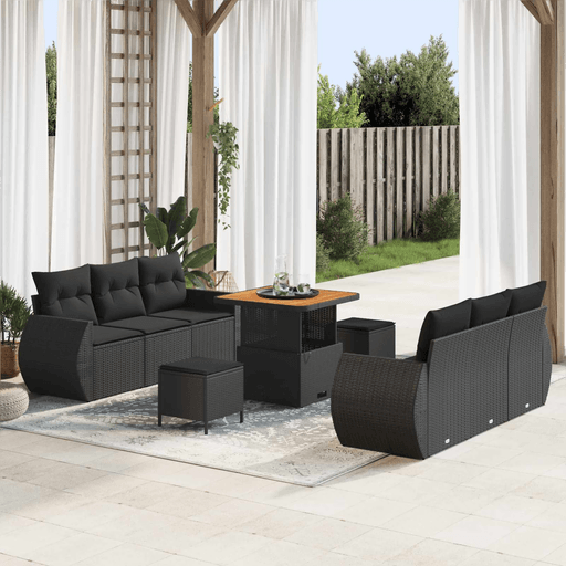 Vidaxl Hagesofa Set 9 pcs Svart
