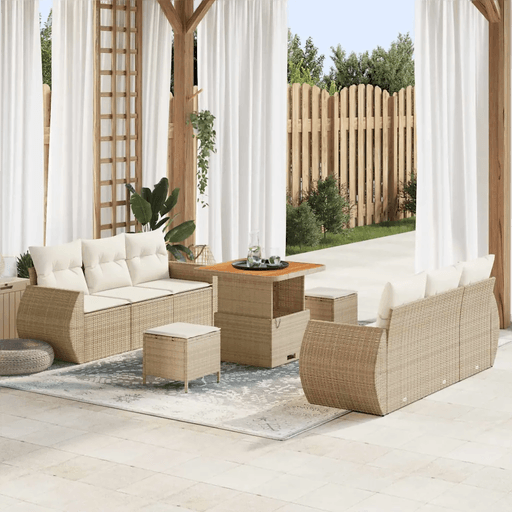 Vidaxl Hagesofa Set 9 pcs Beige