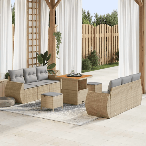 Vidaxl Hagesofa Set 9 pcs Beige