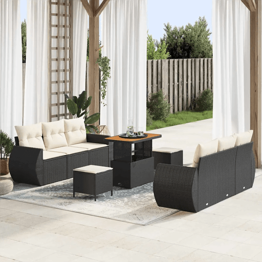 Vidaxl Hagesofa Set 9 pcs Svart