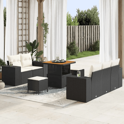 Vidaxl Hagesofa Set 8 pcs Svart
