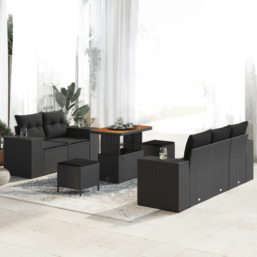 Vidaxl Hagesofa Set 8 pcs Svart
