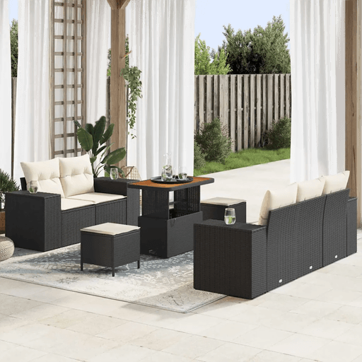 Vidaxl Hagesofa Set 8 pcs Svart