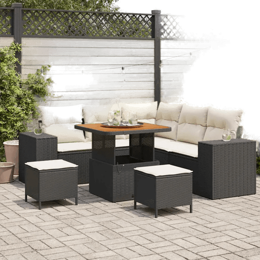 Vidaxl Hagesofa Set 8 pcs Svart