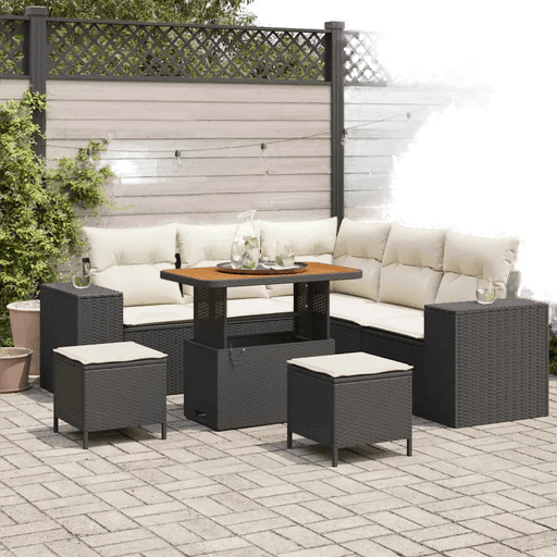 Vidaxl Hagesofa Set 8 pcs Svart