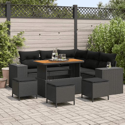 Vidaxl Hagesofa Set 9 pcs Svart