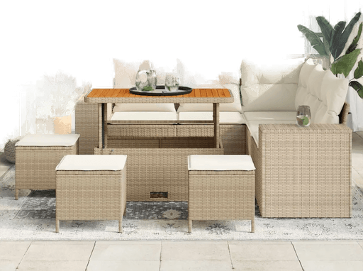 Vidaxl Hagesofa Set 9 pcs Beige