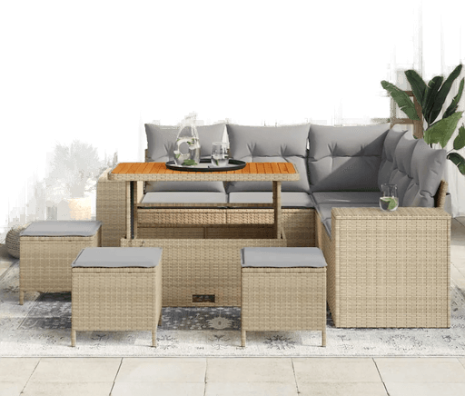 Vidaxl Hagesofa Set 9 pcs Beige