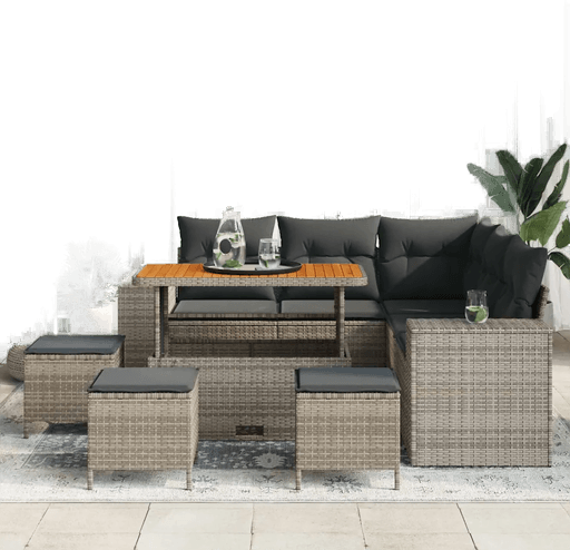 Vidaxl Hagesofa Set 9 pcs Grå