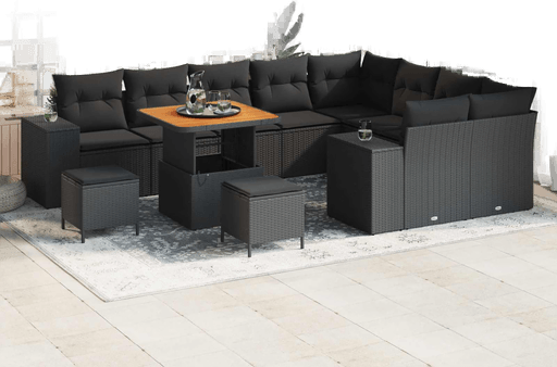 Vidaxl Hagesofa Set 12 pcs Svart
