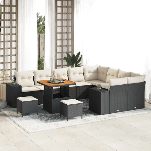 Vidaxl Hagesofa Set 12 pcs Svart