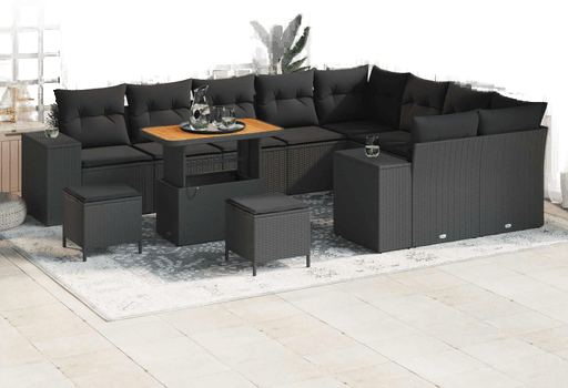 Vidaxl Hagesofa Set 12 pcs Svart