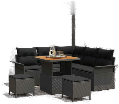 Vidaxl Hagesofa Set 8 pcs Svart
