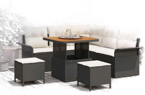 Vidaxl Hagesofa Set 8 pcs Svart