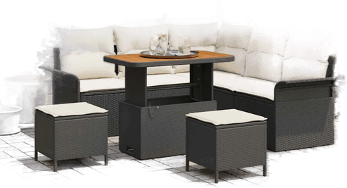 Vidaxl Hagesofa Set 8 pcs Svart