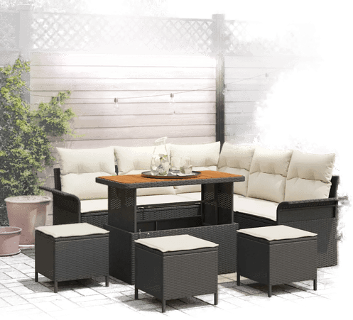 Vidaxl Hagesofa Set 9 pcs Svart