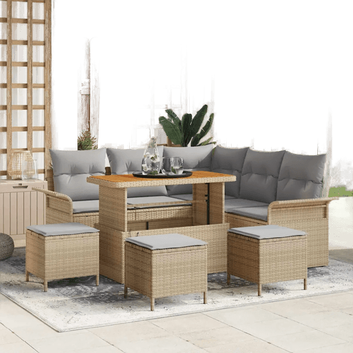 Vidaxl Hagesofa Set 9 pcs Beige