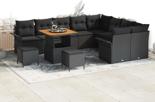 Vidaxl Hagesofa Set 12 pcs Svart