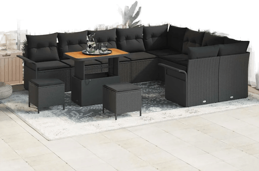 Vidaxl Hagesofa Set 12 pcs Svart