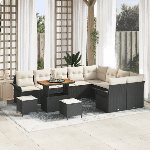 Vidaxl Hagesofa Set 12 pcs Svart