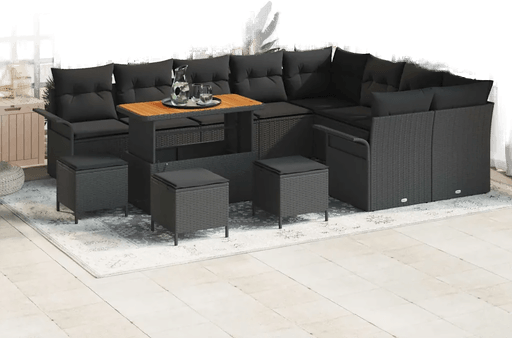 Vidaxl Hagesofa Set 13 pcs Svart