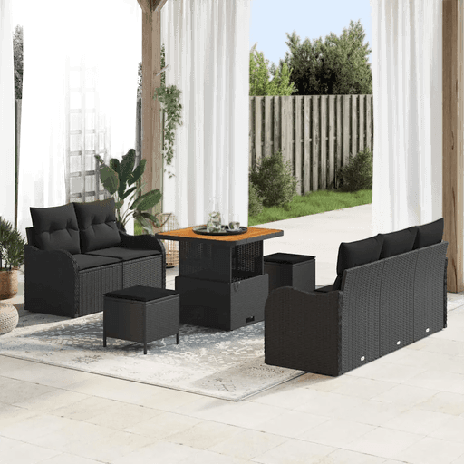 Vidaxl Hagesofa Set 8 pcs Svart