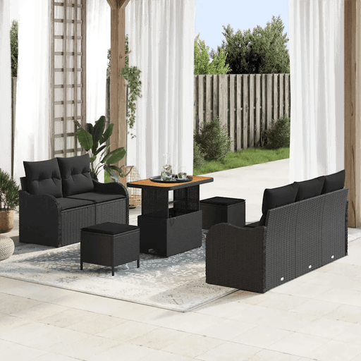 Vidaxl Hagesofa Set 8 pcs Svart