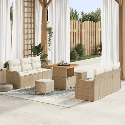 Vidaxl Hagesofa Set 9 pcs Beige