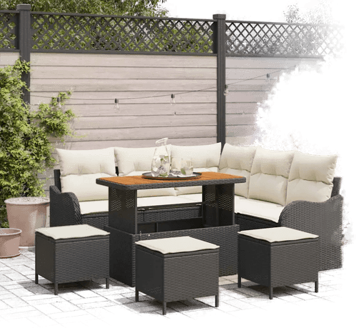 Vidaxl Hagesofa Set 9 pcs Svart