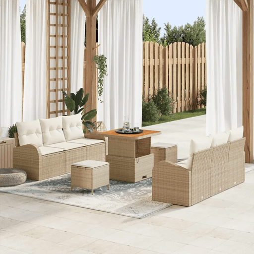 Vidaxl Hagesofa Set 9 pcs Beige