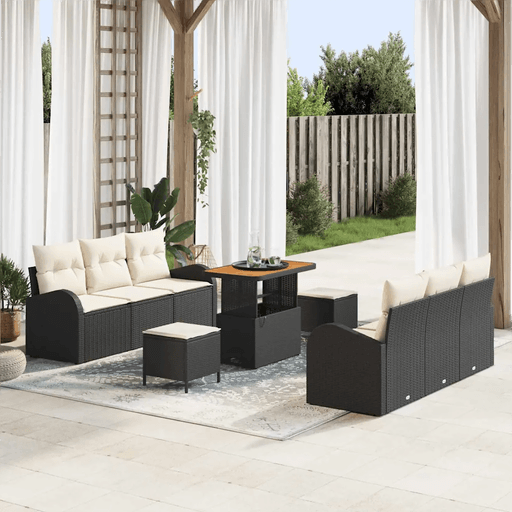 Vidaxl Hagesofa Set 9 pcs Svart