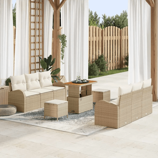 Vidaxl Hagesofa Set 9 pcs Beige