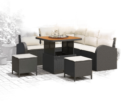Vidaxl Hagesofa Set 8 pcs Svart