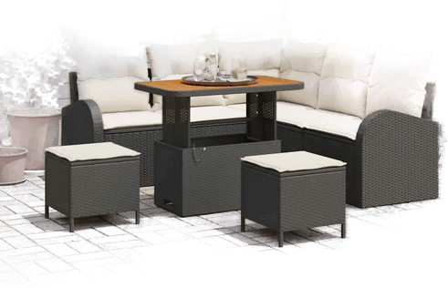 Vidaxl Hagesofa Set 8 pcs Svart