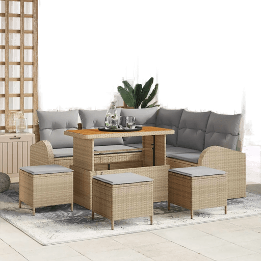 Vidaxl Hagesofa Set 9 pcs Beige