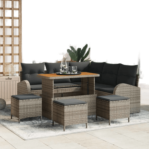 Vidaxl Hagesofa Set 9 pcs Grå