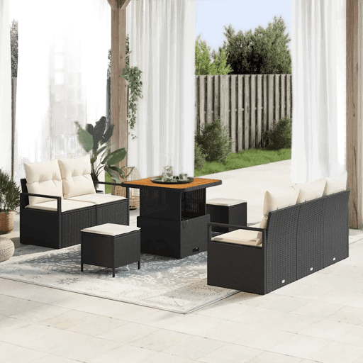 Vidaxl Hagesofa Set 8 pcs Svart