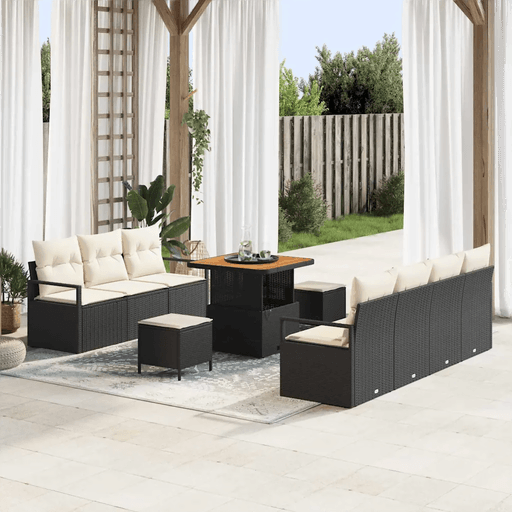 Vidaxl Hagesofa Set 10 pcs Svart
