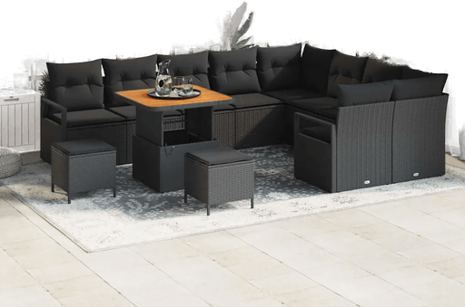 Vidaxl Hagesofa Set 12 pcs Svart