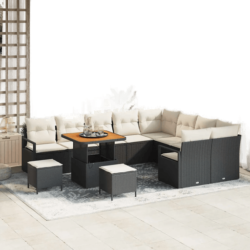 Vidaxl Hagesofa Set 12 pcs Svart