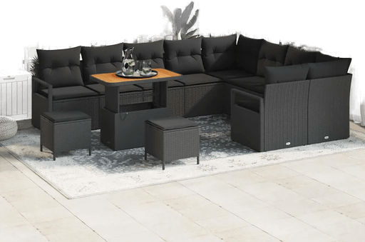 Vidaxl Hagesofa Set 12 pcs Svart