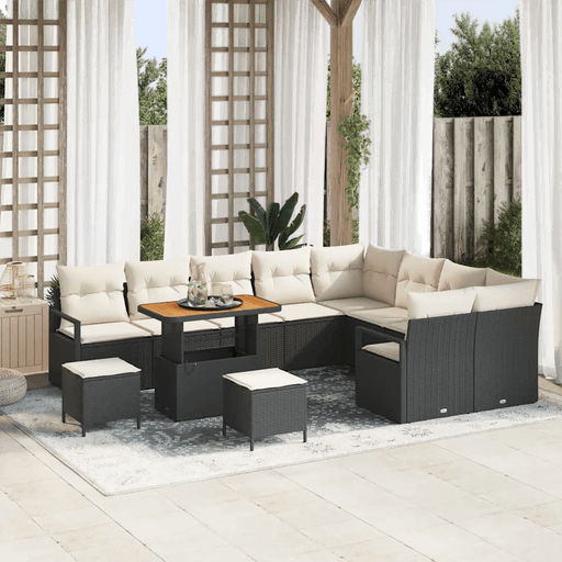 Vidaxl Hagesofa Set 12 pcs Svart