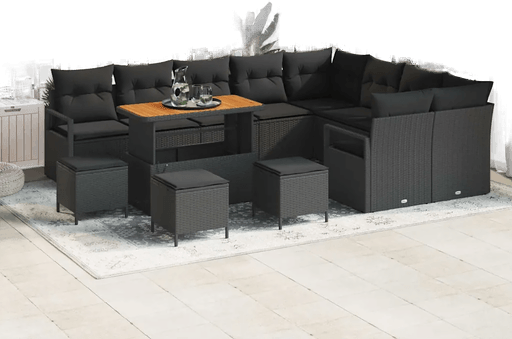 Vidaxl Hagesofa Set 13 pcs Svart