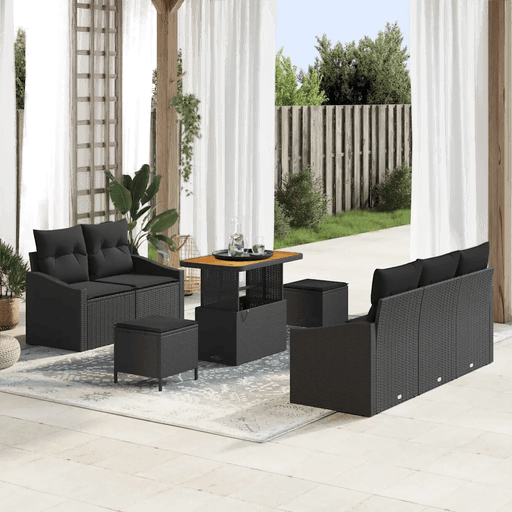 Vidaxl Hagesofa Set 8 pcs Svart
