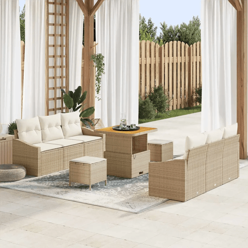 Vidaxl Hagesofa Set 9 pcs Beige