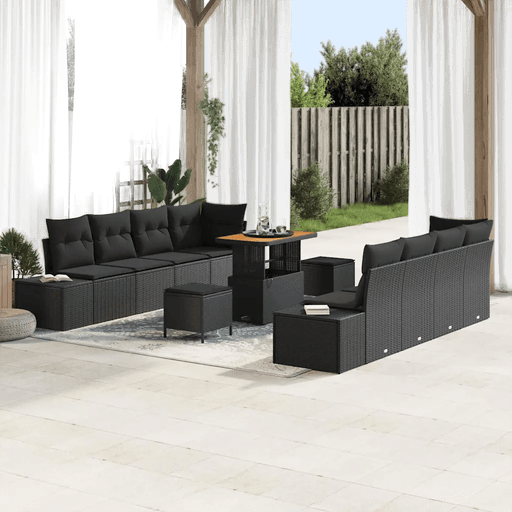Vidaxl Hagesofa Set 11 pcs Svart