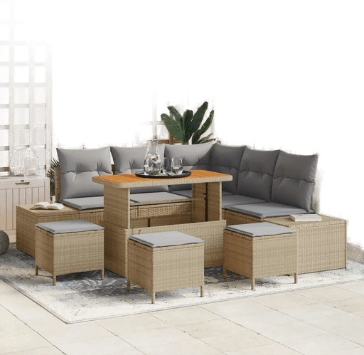 Vidaxl Hagesofa Set 9 pcs Beige