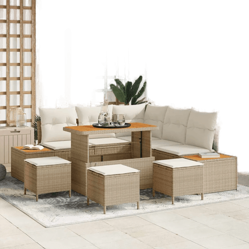 Vidaxl Hagesofa Set 9 pcs Beige